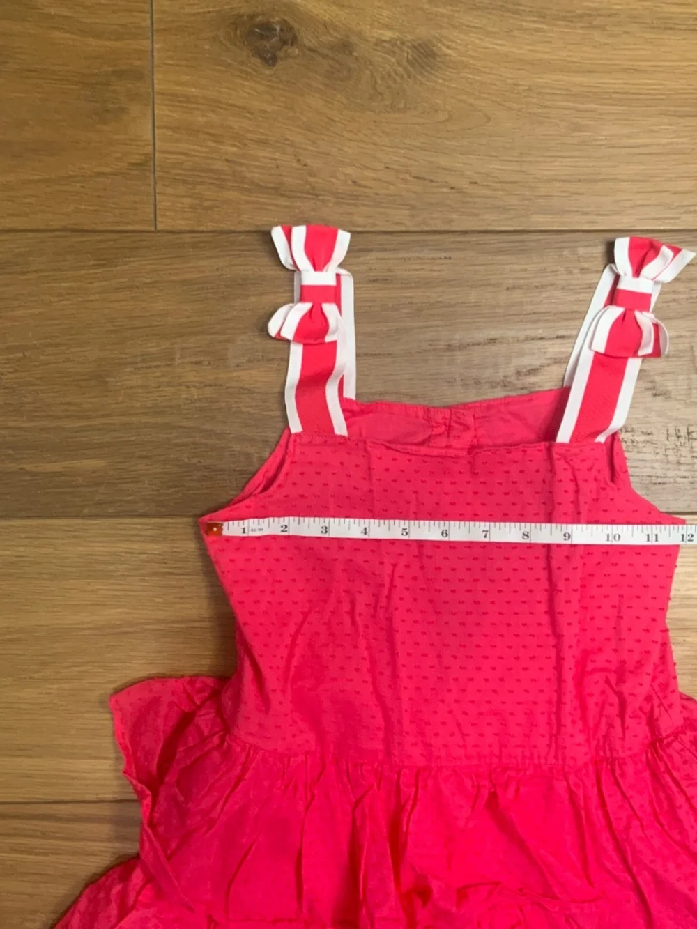 Hot Pink Tiered Dress with Bows on Each Shoulder Size 7